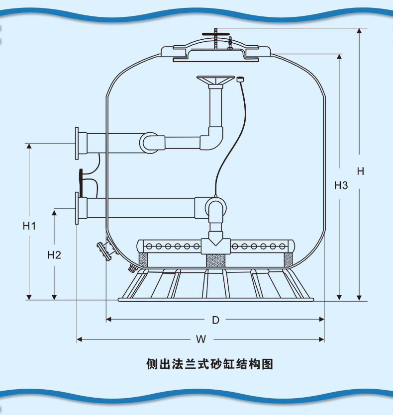 SCF側(cè)出法蘭式過(guò)濾沙缸(圖5)